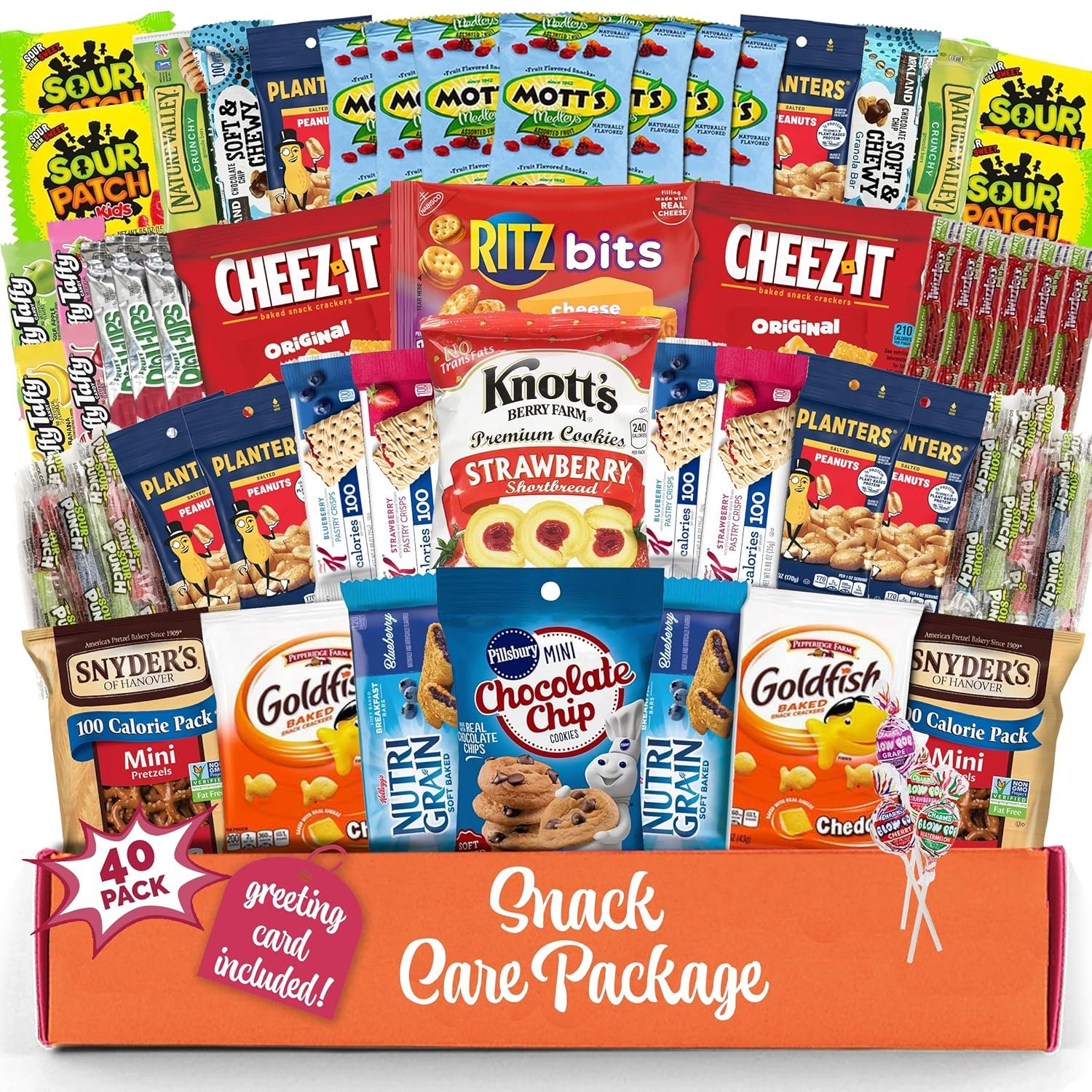 Snacks Variety Pack for Adults, Kids & Teens (40 Count) - Snack Box Variety Pack with Chips, Cookies & Bars - Care Package for College Students, Office Treats, Birthdays & Travel