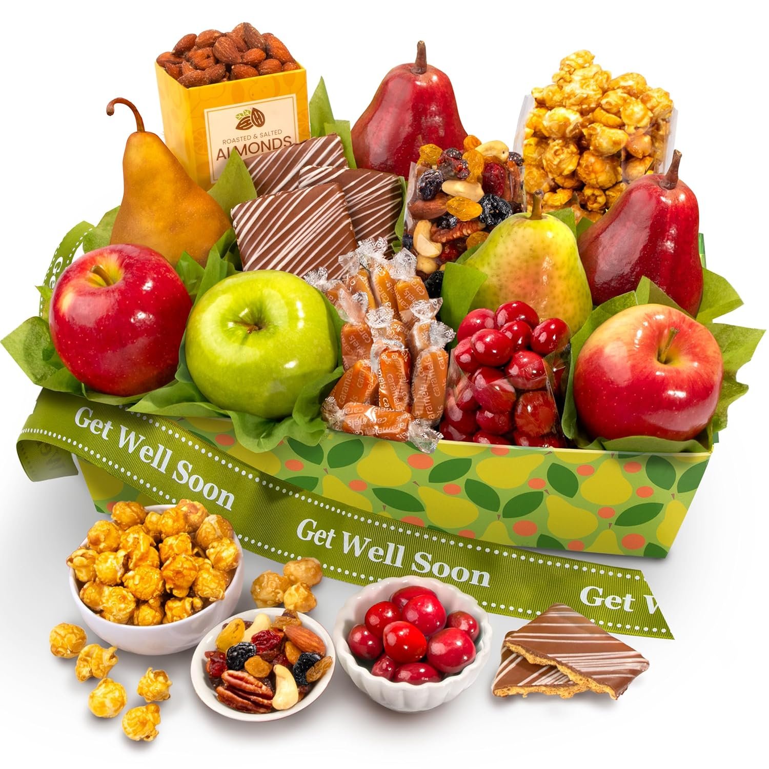A Gift Inside Get Well Soon Orchard Delight Fruit and Gourmet Gift Basket"