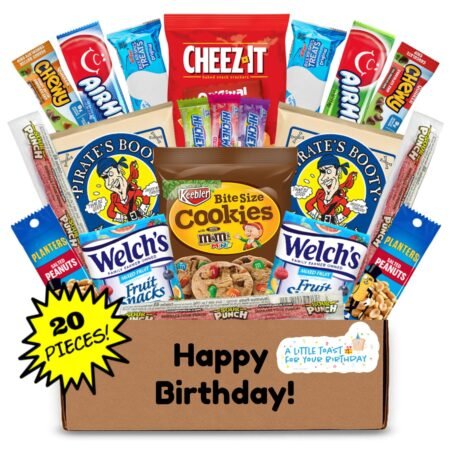Hangry Kit Birthday Snack Box - (20 CT) Happy Birthday Basket Care Package - Contains Birthday Snacks, Cookies, Chips, Candy. Party Variety Box. (Funny