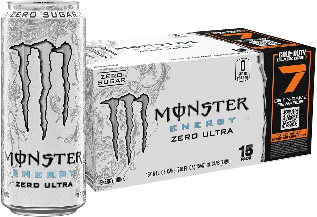 (Only 50 ORDERS!) Monster Energy Zero Ultra, Sugar Free Energy Drink, 16 Ounce (Pack of 15)