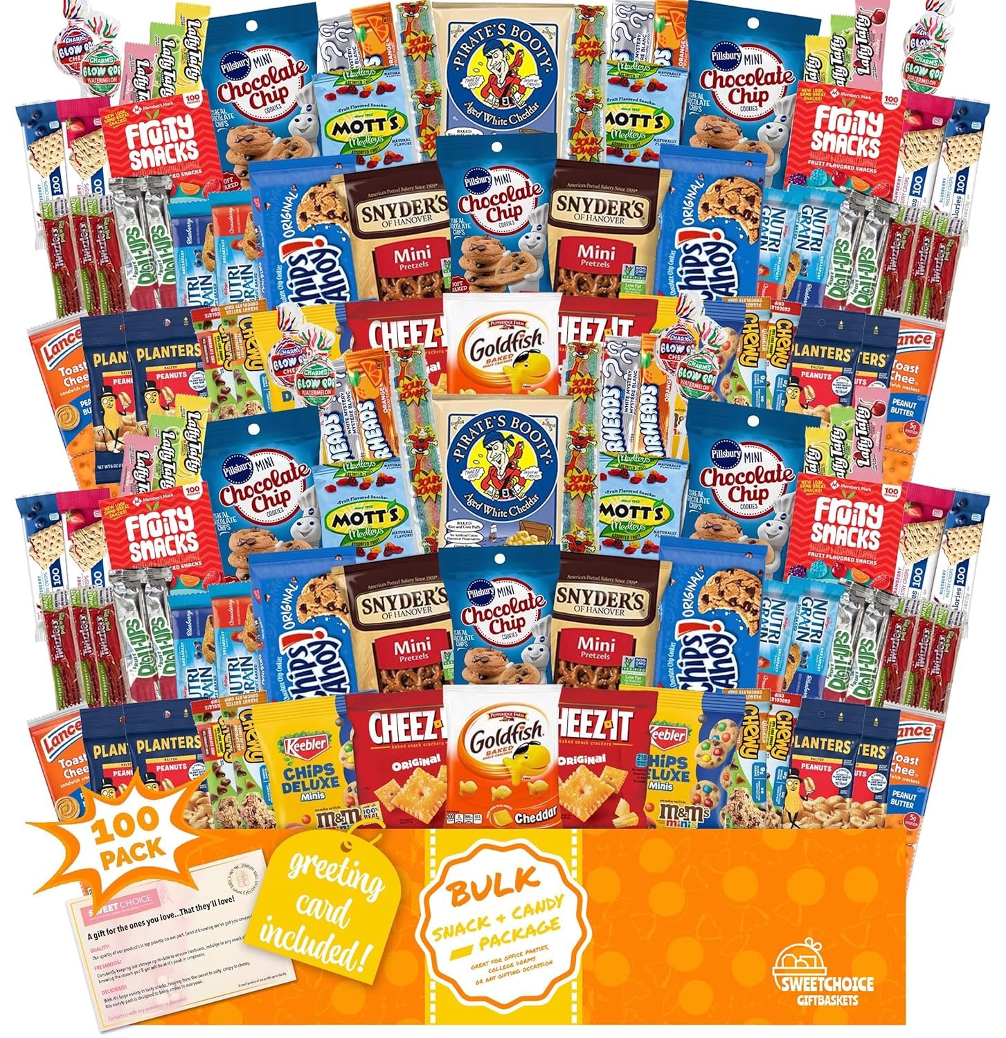 Snack Box Variety Pack (120 Count) - Snacks Variety Pack for Adults, Kids and Teens with Chips, Cookies & Bars - Care Package for College Students, Office Treats, Travel & Birthdays