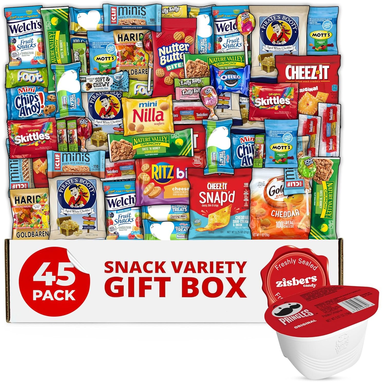 Snack Box Care Package Gift Box - Large Variety Snack, Candy & Treats for College Students, Adults, Kids, and Office Treats (45 Pack)